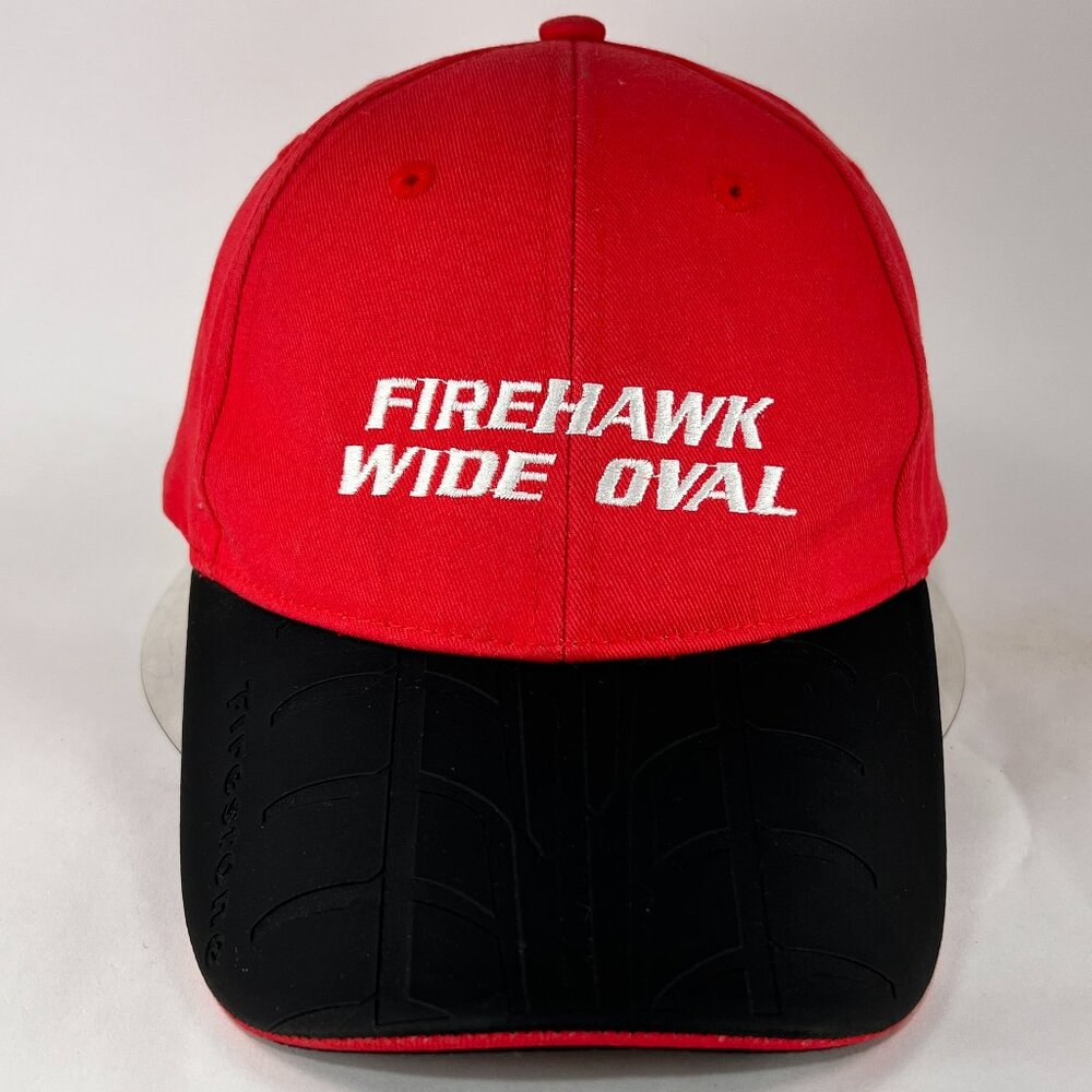 Firestone Firehawk Wide Oval Strap Back Cap Hat Red Racing Tires Logo Mens